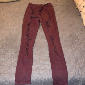 Fashionnova stretchy high rise jeans size 9 distressed
